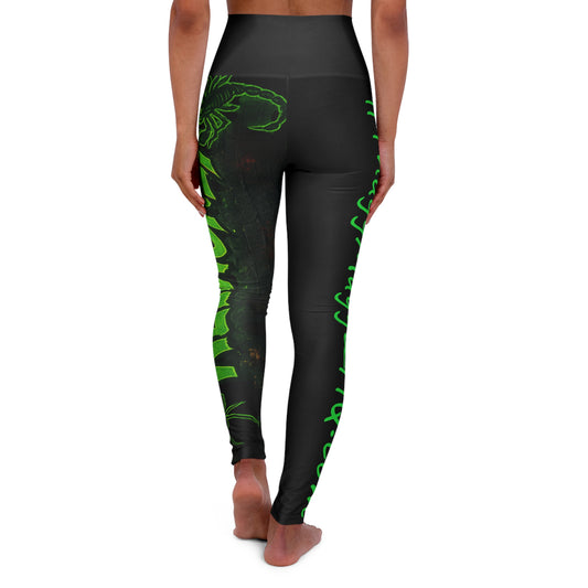 High-Waisted Venomizm Leggings — Neon Green Scorpion AOP