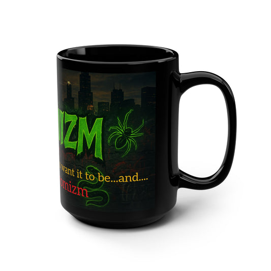Venomizm Black Mug — 15oz Urban Green Logo & Hashtag