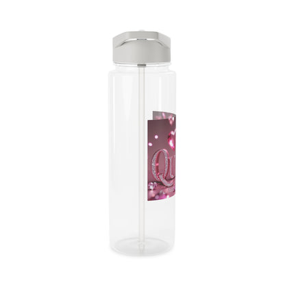 Queen Pink Heart Tritan Water Bottle — Sparkling Rhinestone Design
