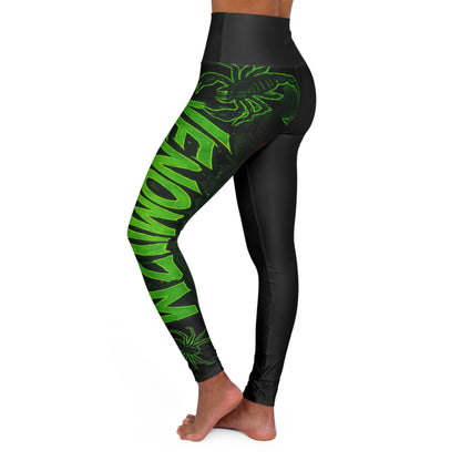 High-Waisted Venomizm Leggings — Neon Green Scorpion AOP
