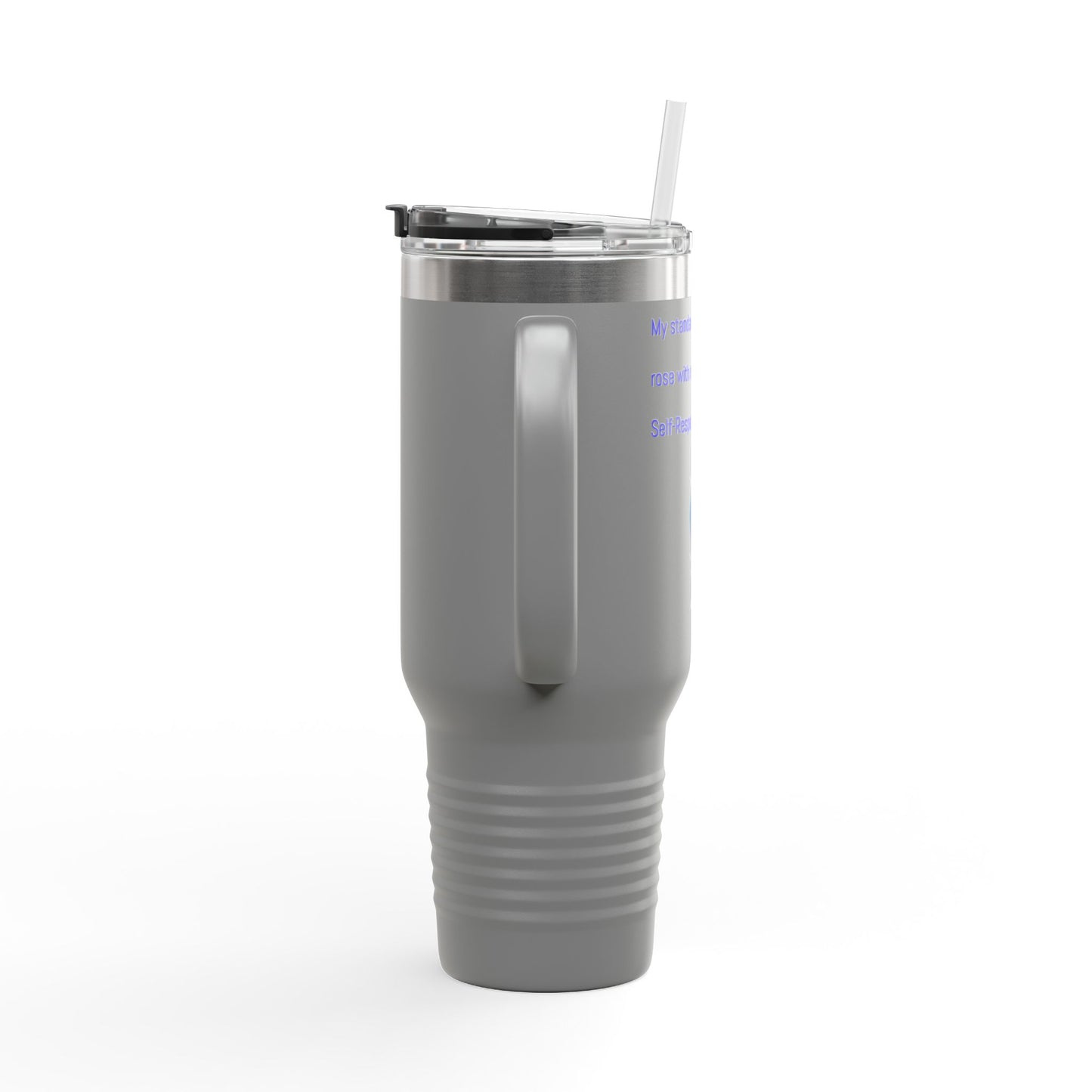 40oz Insulated Travel Mug — Blue Heart Floral Design, Spill‑Resistant Stainless Tumbler