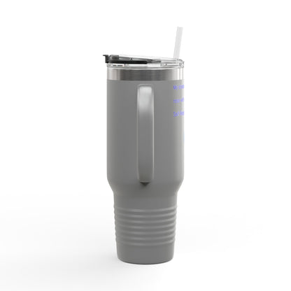 40oz Insulated Travel Mug — Blue Heart Floral Design, Spill‑Resistant Stainless Tumbler
