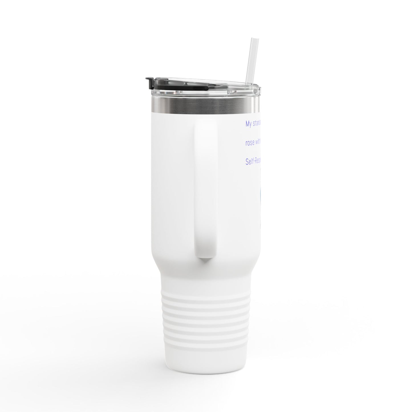 40oz Insulated Travel Mug — Blue Heart Floral Design, Spill‑Resistant Stainless Tumbler