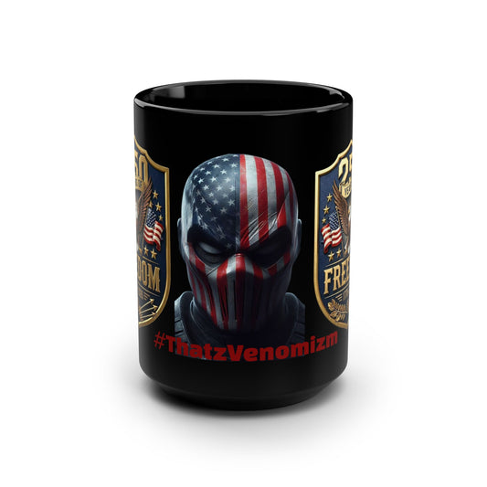 Freedom 250th Black Mug — American Flag Skull & Eagle 15oz