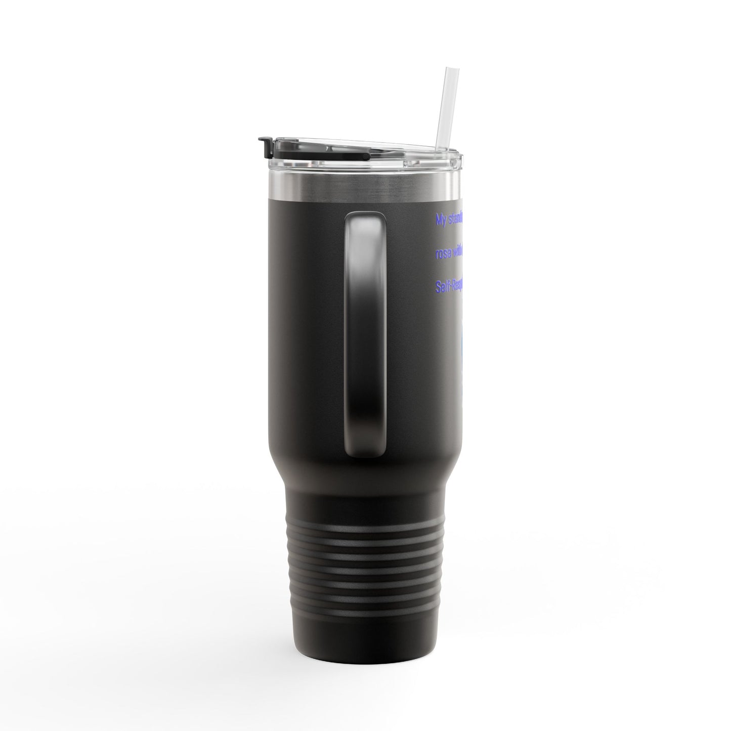 40oz Insulated Travel Mug — Blue Heart Floral Design, Spill‑Resistant Stainless Tumbler