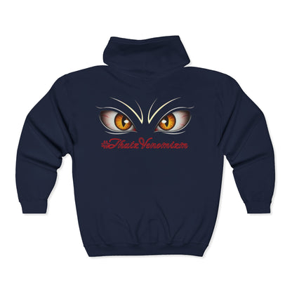 I-C-U.. Full-Zip Hoodie — "LOOK HERE" Graphic Zip-Up for Goth & Halloween