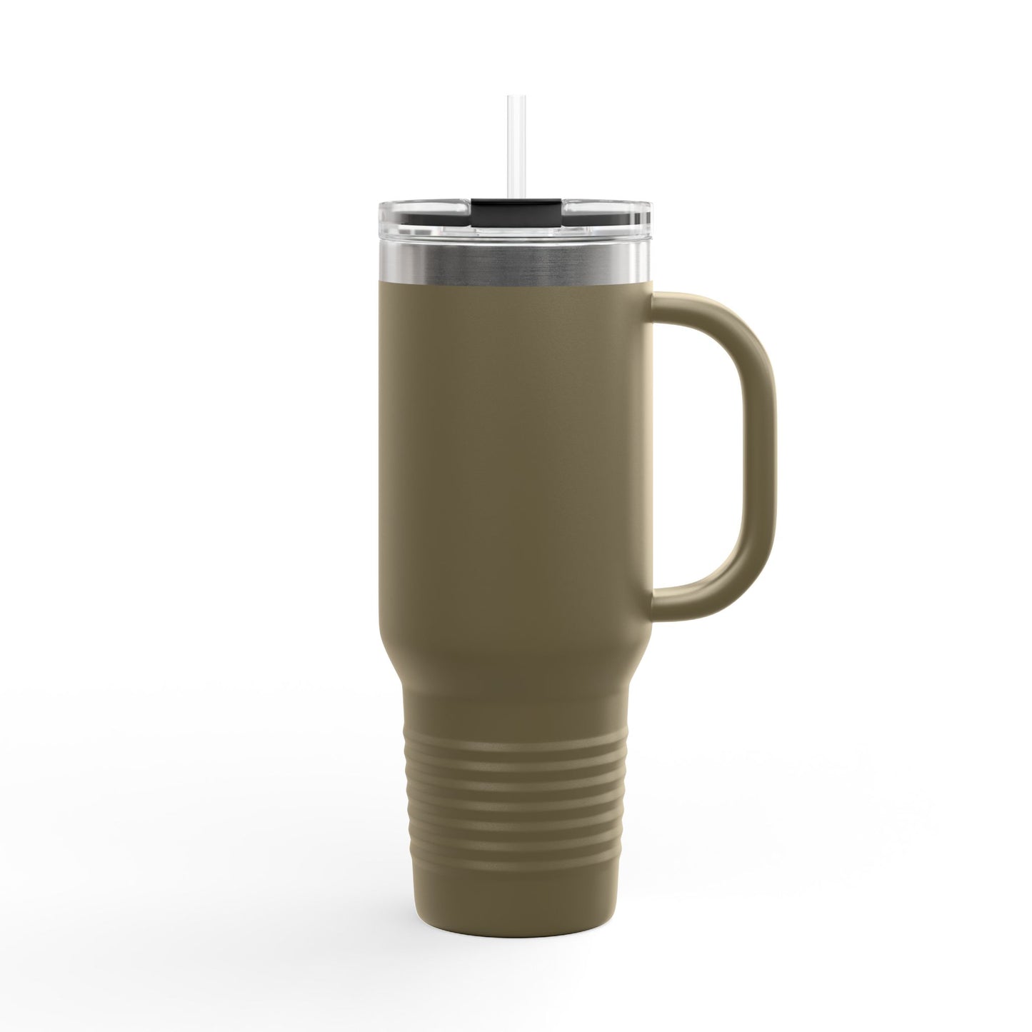 40oz Insulated Travel Mug — Blue Heart Floral Design, Spill‑Resistant Stainless Tumbler