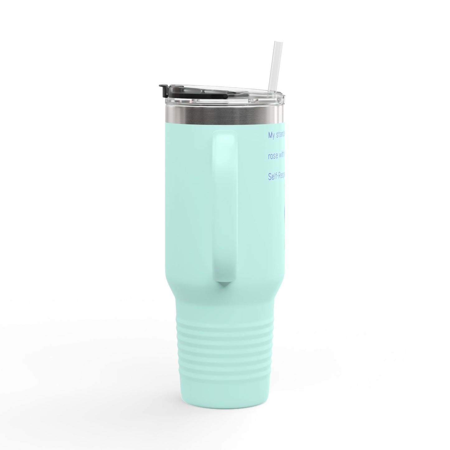 40oz Insulated Travel Mug — Blue Heart Floral Design, Spill‑Resistant Stainless Tumbler