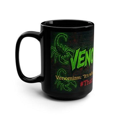 Venomizm  Black Mug — 15oz Urban Green Logo & Hashtag