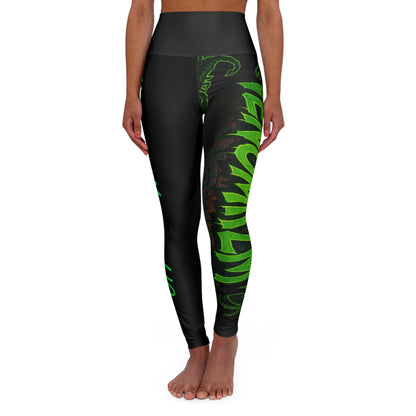 High-Waisted Venomizm Leggings — Neon Green Scorpion AOP