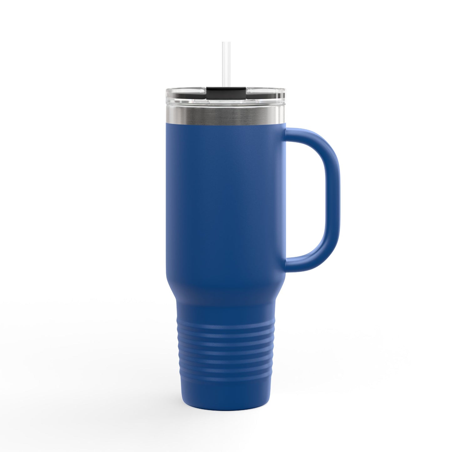 40oz Insulated Travel Mug — Blue Heart Floral Design, Spill‑Resistant Stainless Tumbler