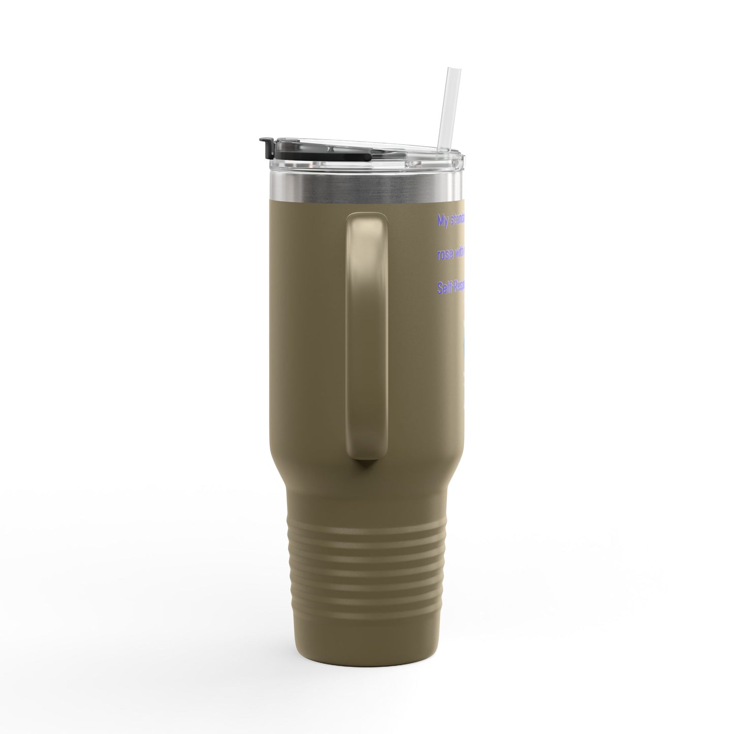 40oz Insulated Travel Mug — Blue Heart Floral Design, Spill‑Resistant Stainless Tumbler