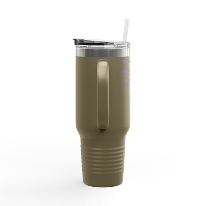40oz Insulated Travel Mug — Blue Heart Floral Design, Spill‑Resistant Stainless Tumbler