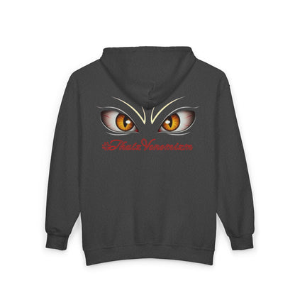 I-C-U.. Full-Zip Hoodie — "LOOK HERE" Graphic Zip-Up for Goth & Halloween
