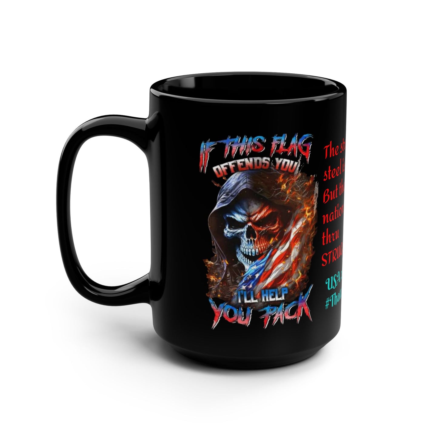 Pak-it- up Mug — Patriotic Skull 'This Flag Defends You' Coffee Cup