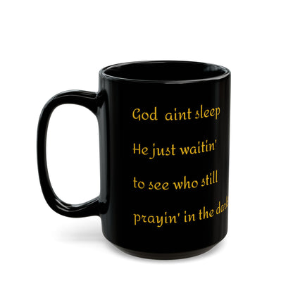 ThatzVenomizm Black Ceramic Mug (11oz/15oz) — Dark Religious Cross Design for Gothic Coffee Lovers