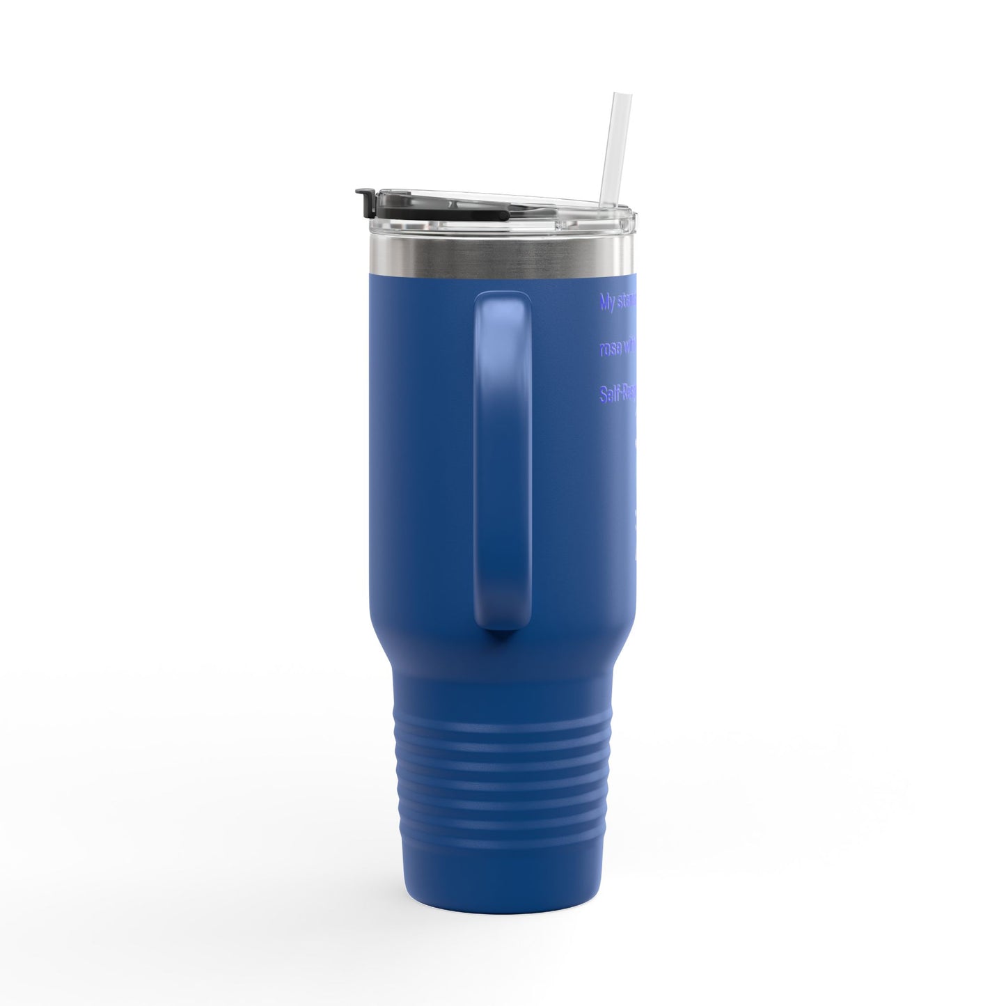 40oz Insulated Travel Mug — Blue Heart Floral Design, Spill‑Resistant Stainless Tumbler