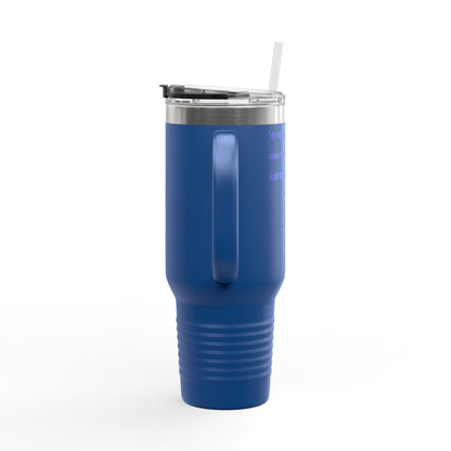 40oz Insulated Travel Mug — Blue Heart Floral Design, Spill‑Resistant Stainless Tumbler