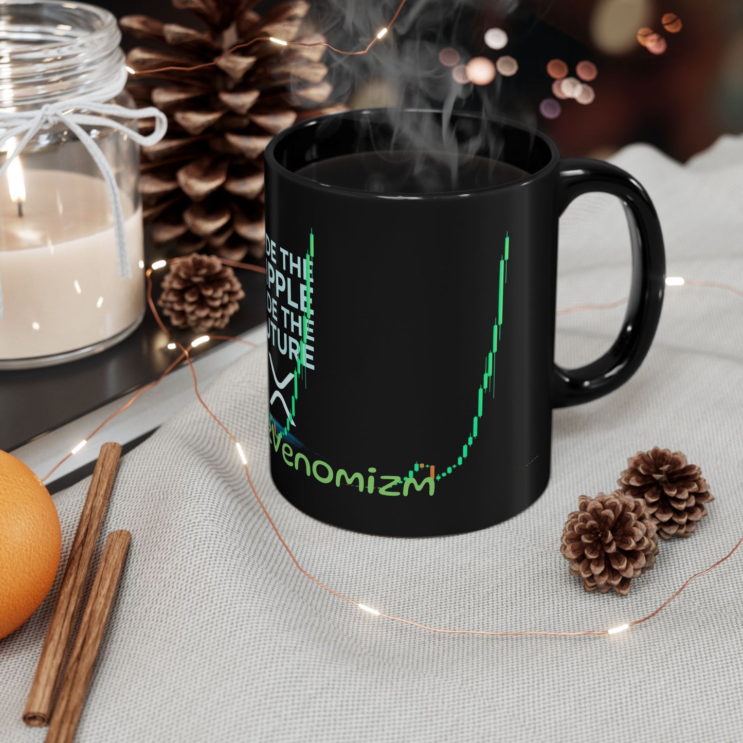 Ride the Ripple Future Mug — XRP Crypto Price Chart Coffee Cup