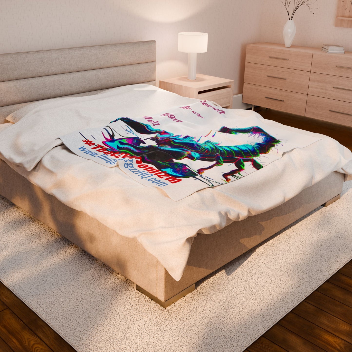 Neon Scorpion Velveteen Plush Blanket — "Respect Me Or Regret Me!!" #ThatzVenomizm