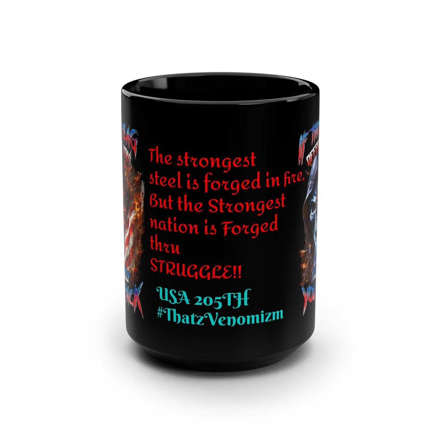 Pak-it- up Mug — Patriotic Skull 'This Flag Defends You' Coffee Cup