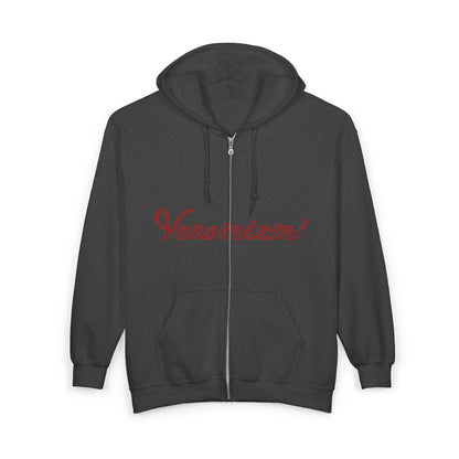 I-C-U.. Full-Zip Hoodie — "LOOK HERE" Graphic Zip-Up for Goth & Halloween