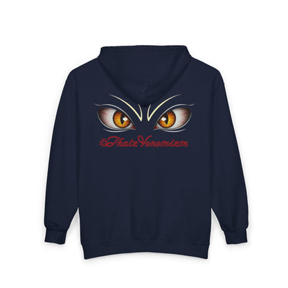 I-C-U.. Full-Zip Hoodie — "LOOK HERE" Graphic Zip-Up for Goth & Halloween