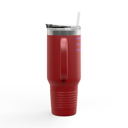 40oz Insulated Travel Mug — Blue Heart Floral Design, Spill‑Resistant Stainless Tumbler