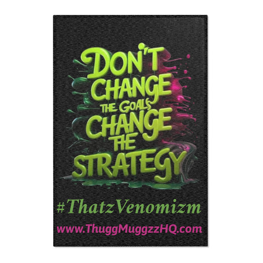 Venom'z Area Rug — "Don't Change the Goal, Change the Strategy" Neon Quote