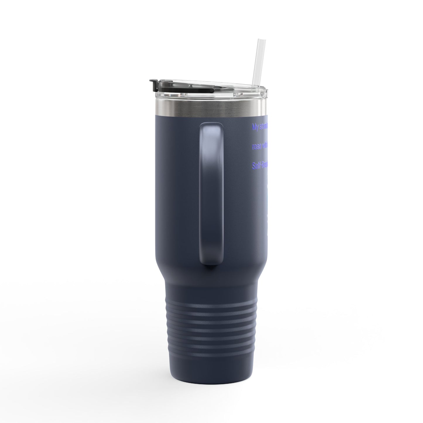 40oz Insulated Travel Mug — Blue Heart Floral Design, Spill‑Resistant Stainless Tumbler
