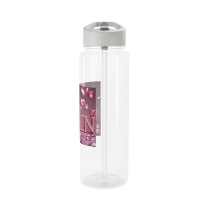 Queen Pink Heart Tritan Water Bottle — Sparkling Rhinestone Design