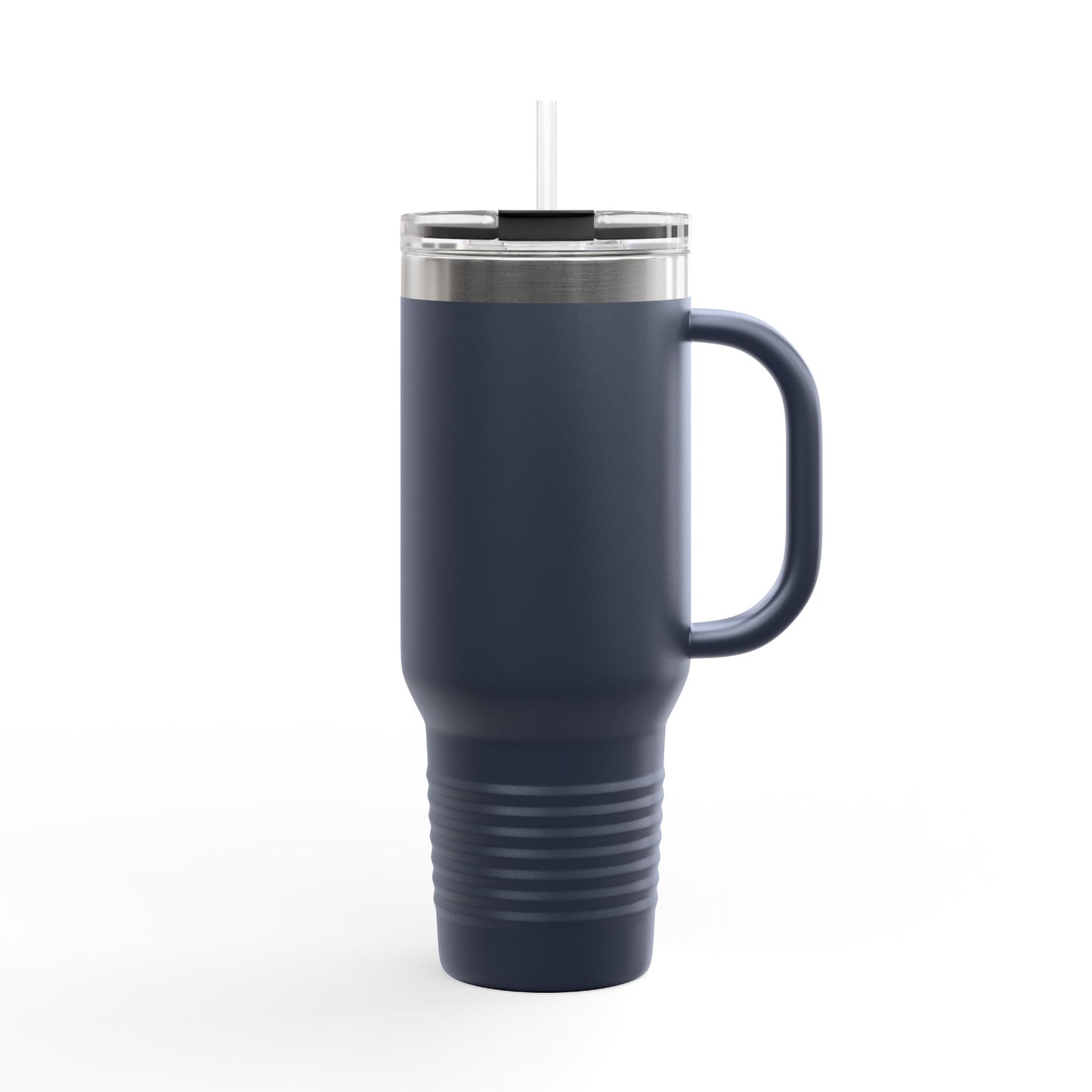 40oz Insulated Travel Mug — Blue Heart Floral Design, Spill‑Resistant Stainless Tumbler