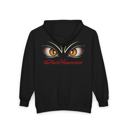 I-C-U.. Full-Zip Hoodie — "LOOK HERE" Graphic Zip-Up for Goth & Halloween
