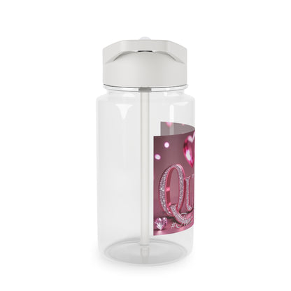 Queen Pink Heart Tritan Water Bottle — Sparkling Rhinestone Design